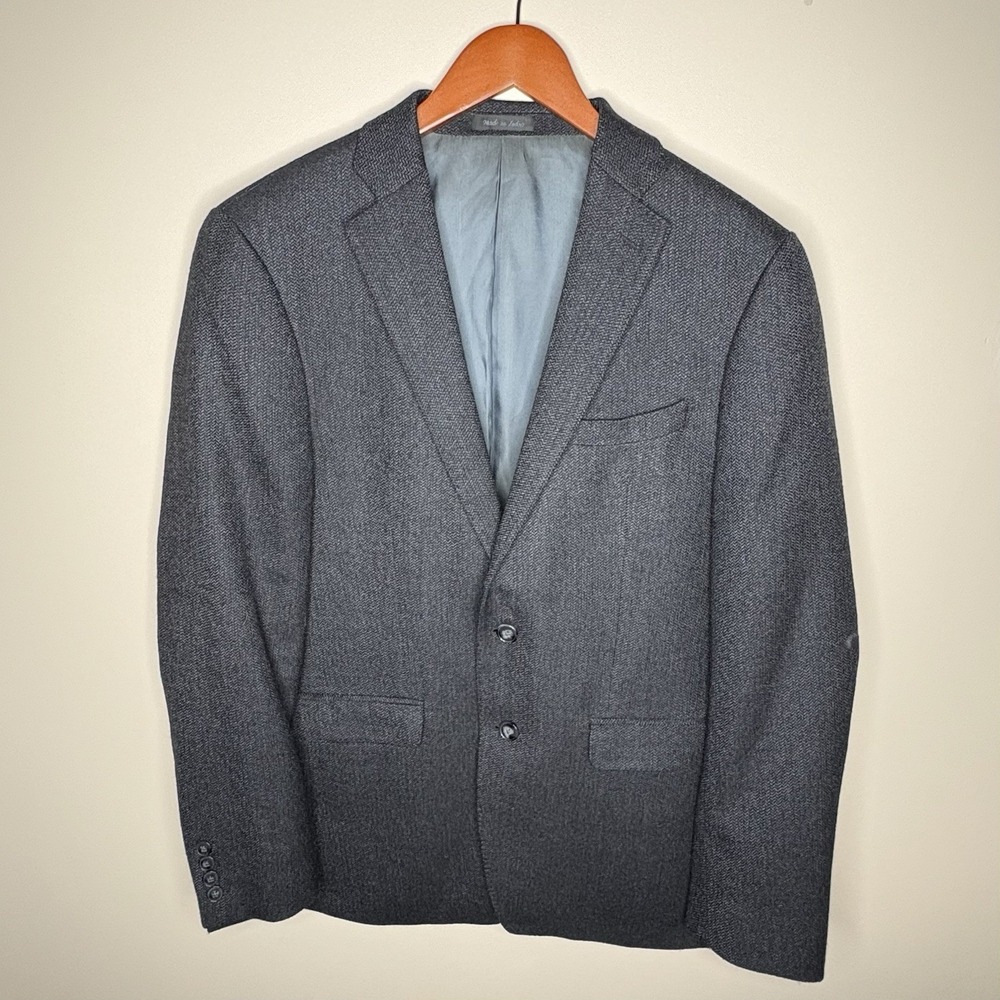 Calvin Klein Mens 100 % Wool Suit Jacket Blazer Sz 40 Reg, Black Heather Pattern